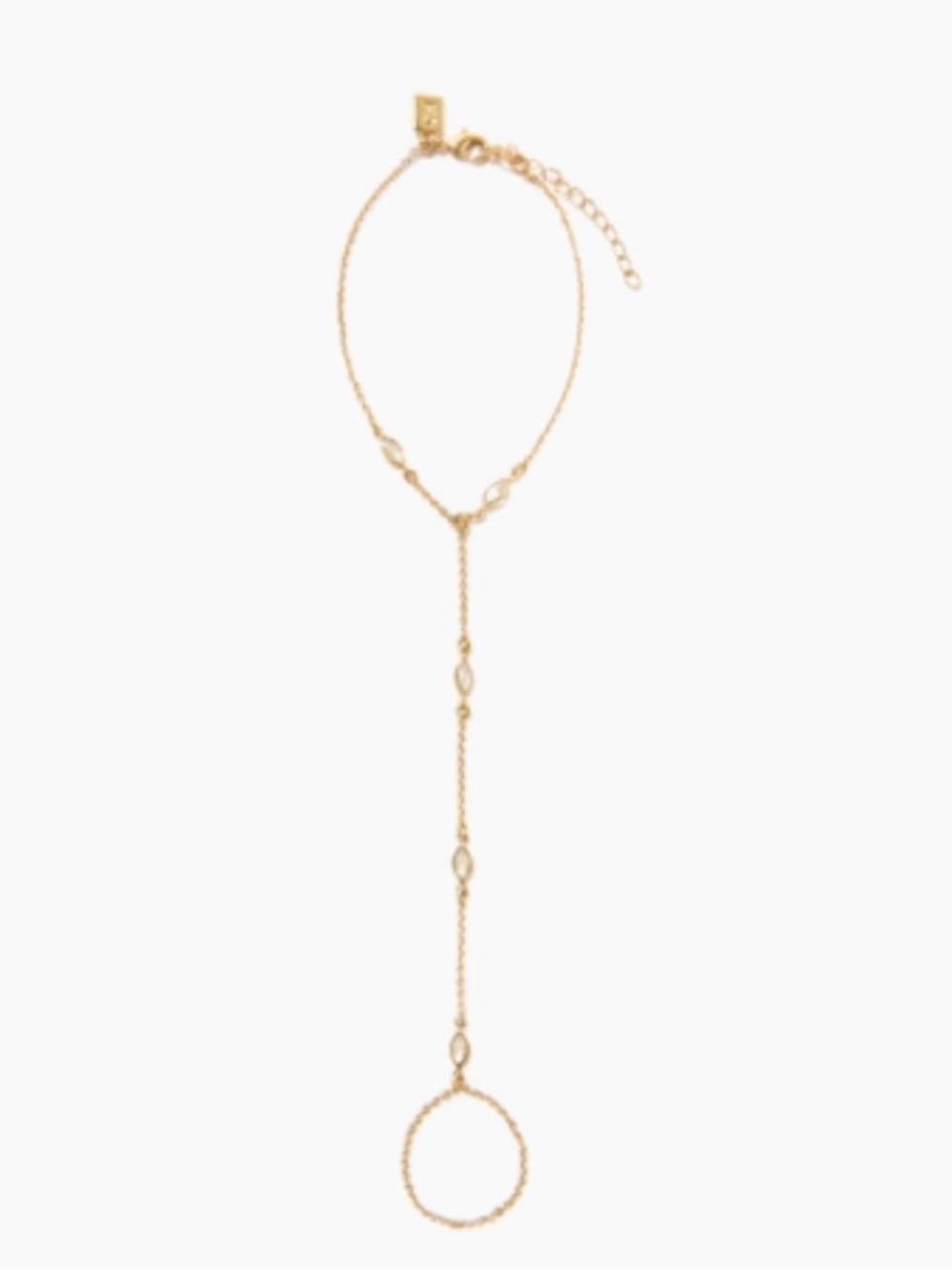 CRYSTAL HAZE Gold Marquise Link Hand Chain Bracelet and Ring 17”x 2” - Picture 14 of 14